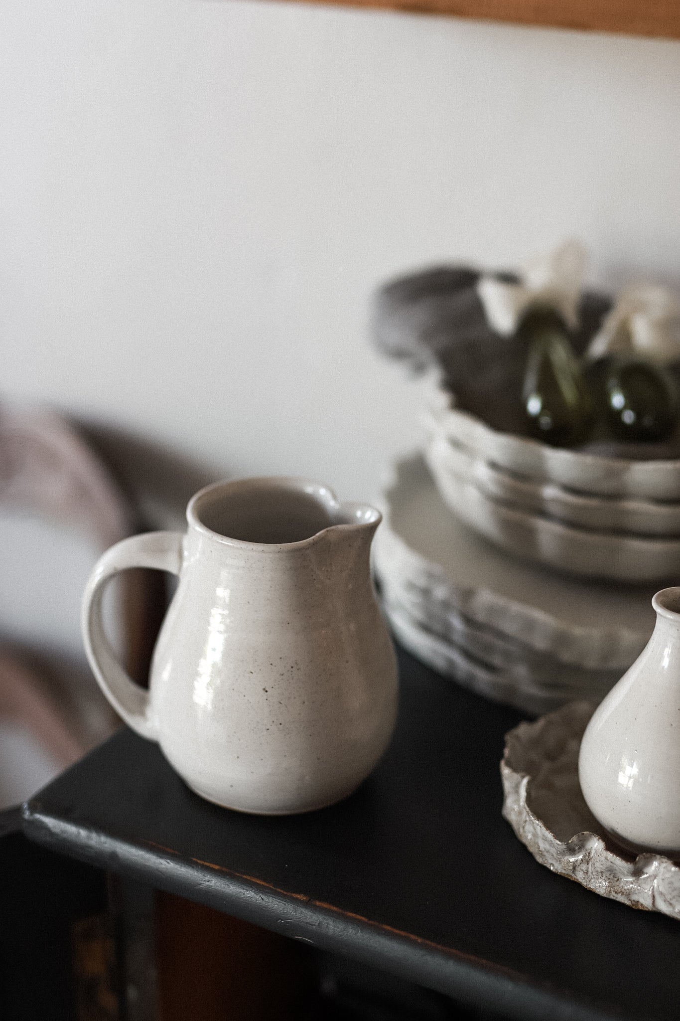 Pottery Creamer Jug in Snow White
