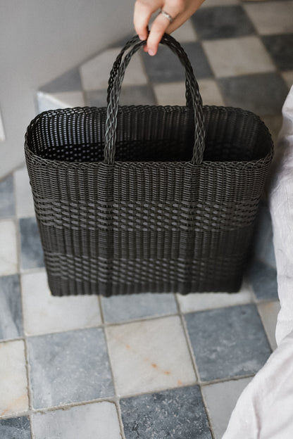 Tall Handwoven Palorosa Basket | Midnight Brown