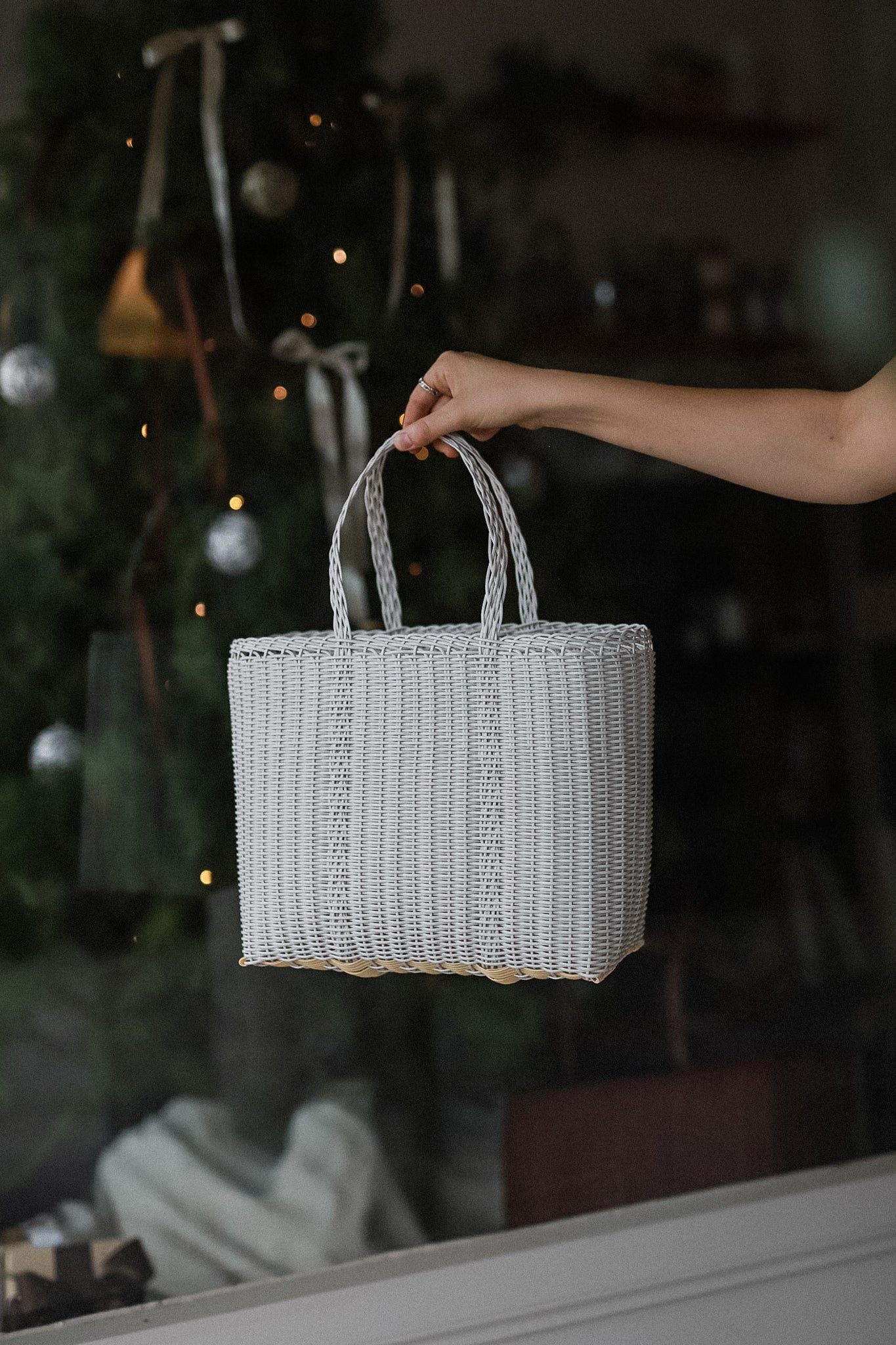 Small Handwoven Palorosa Basket | White