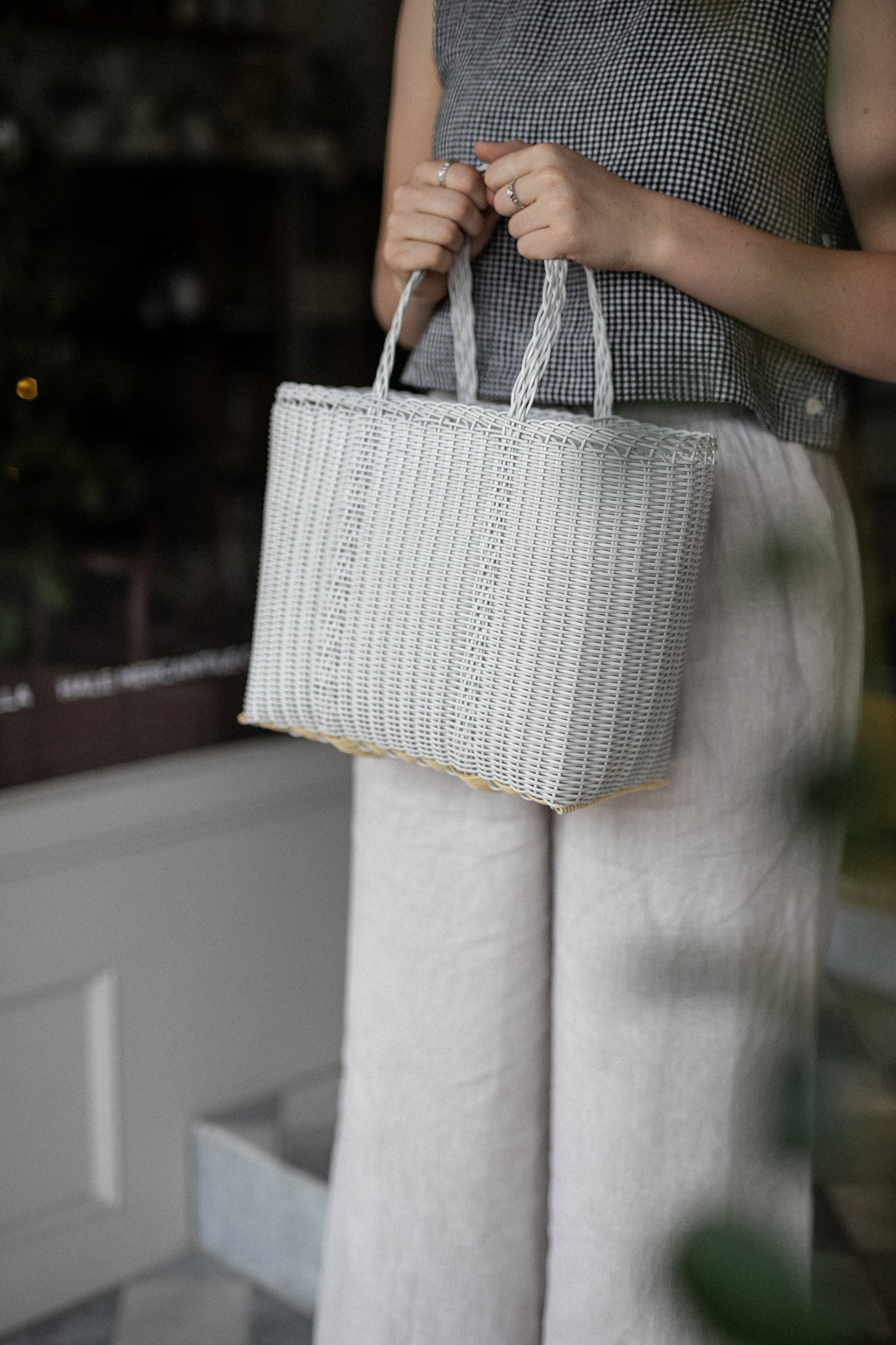 Small Handwoven Palorosa Basket | White
