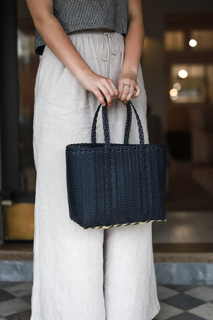 Small Handwoven Palorosa Basket | Midnight Blue