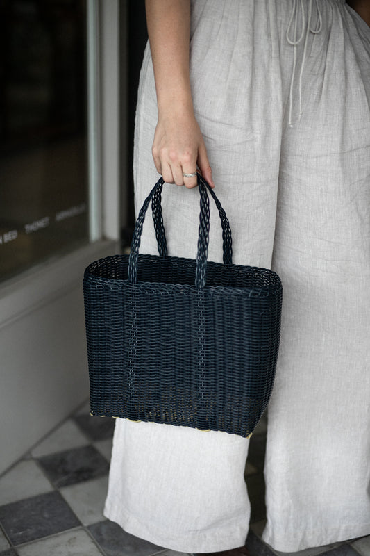 Small Handwoven Palorosa Basket | Navy Blue