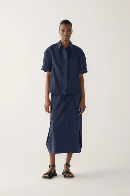 Pixie Shirt in Navy Poplin