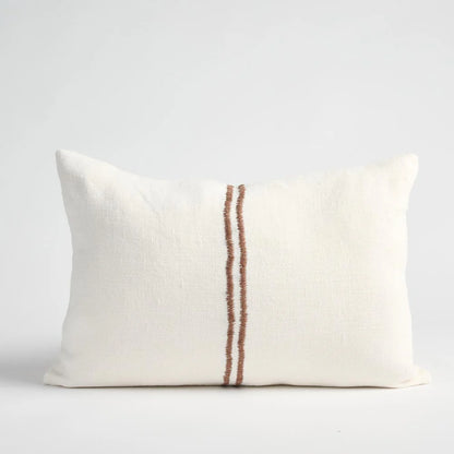 The Orion Linen Cushion - Off White/Chocolate