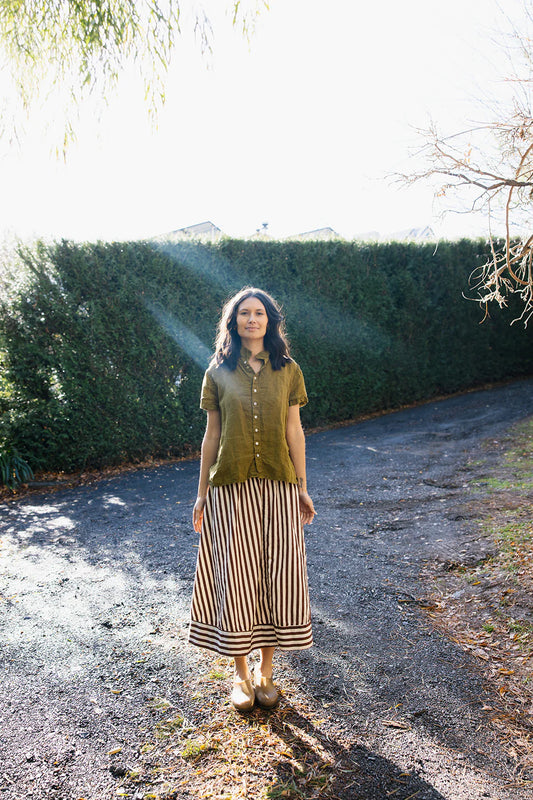 Cliff Shirt in Light Linen | Chartreuse