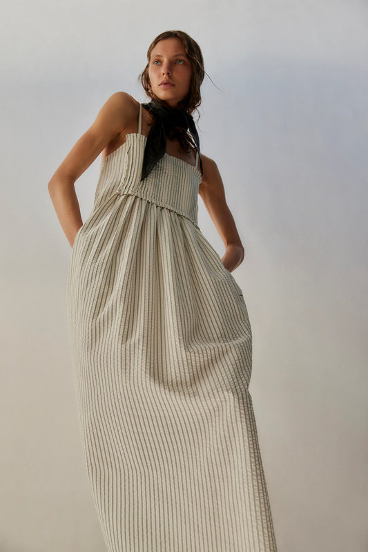 Sloane Dress in Basil Stripe Seersucker