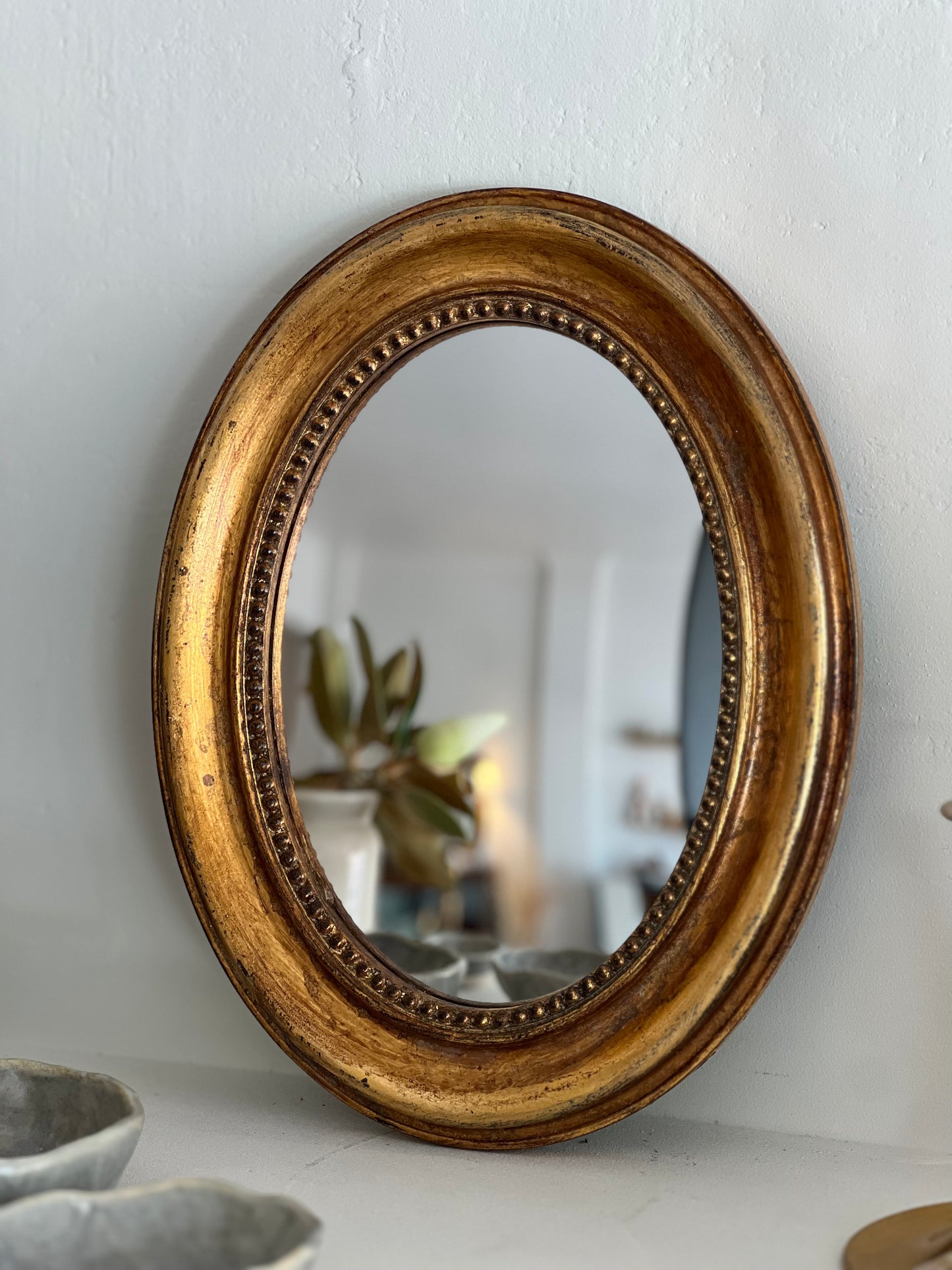 A goregous Petite French Oval Mirror | Antique Gold