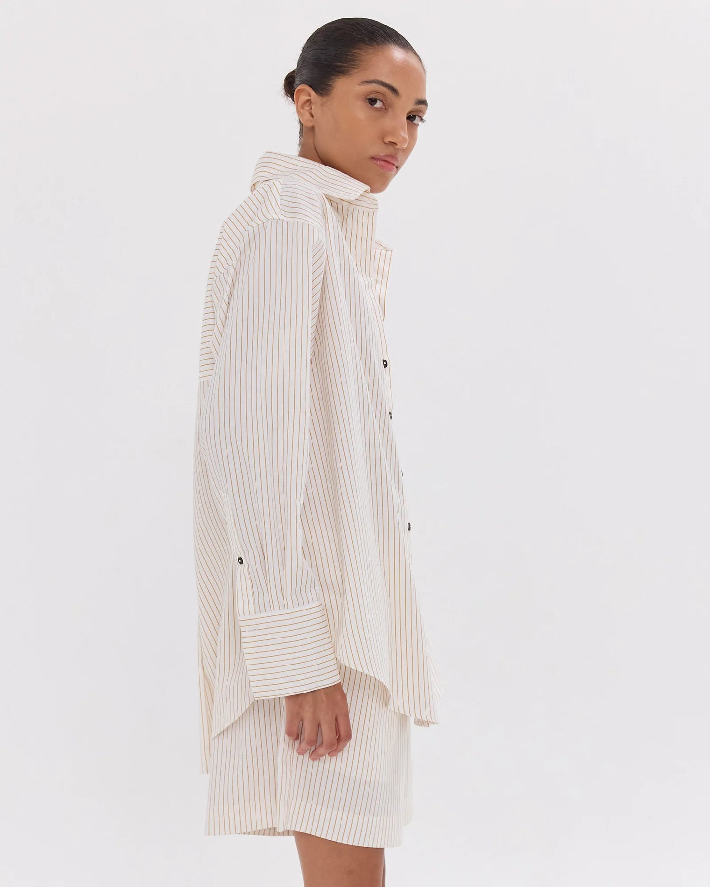 The Dropped Yoke Shirt in Italian Wheat & White