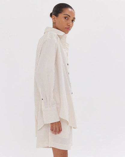 The Dropped Yoke Shirt in Italian Wheat & White