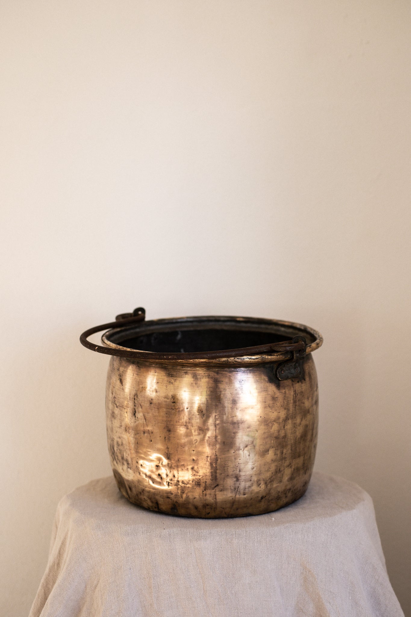 A Stunning Antique Large Brass Pot with handle
