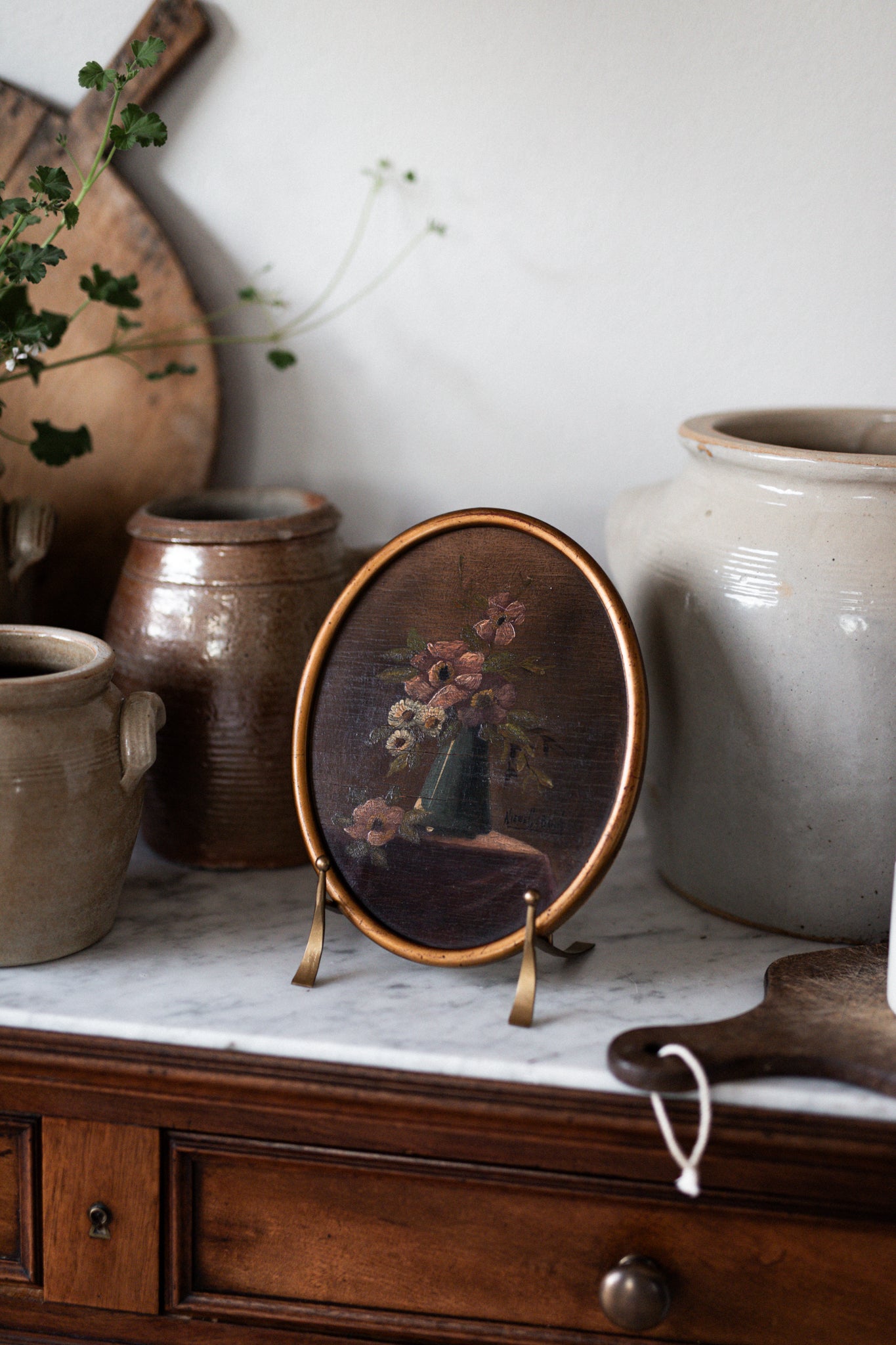 A Rare Pair of Antique Dutch Artworks in Oval frames | Set of 2