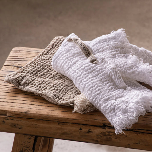 Waffle Linen Face Towel | Sable