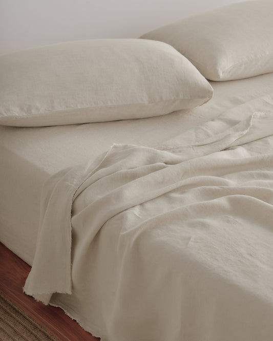 Linen Flat Sheet in Double | 'Sable'