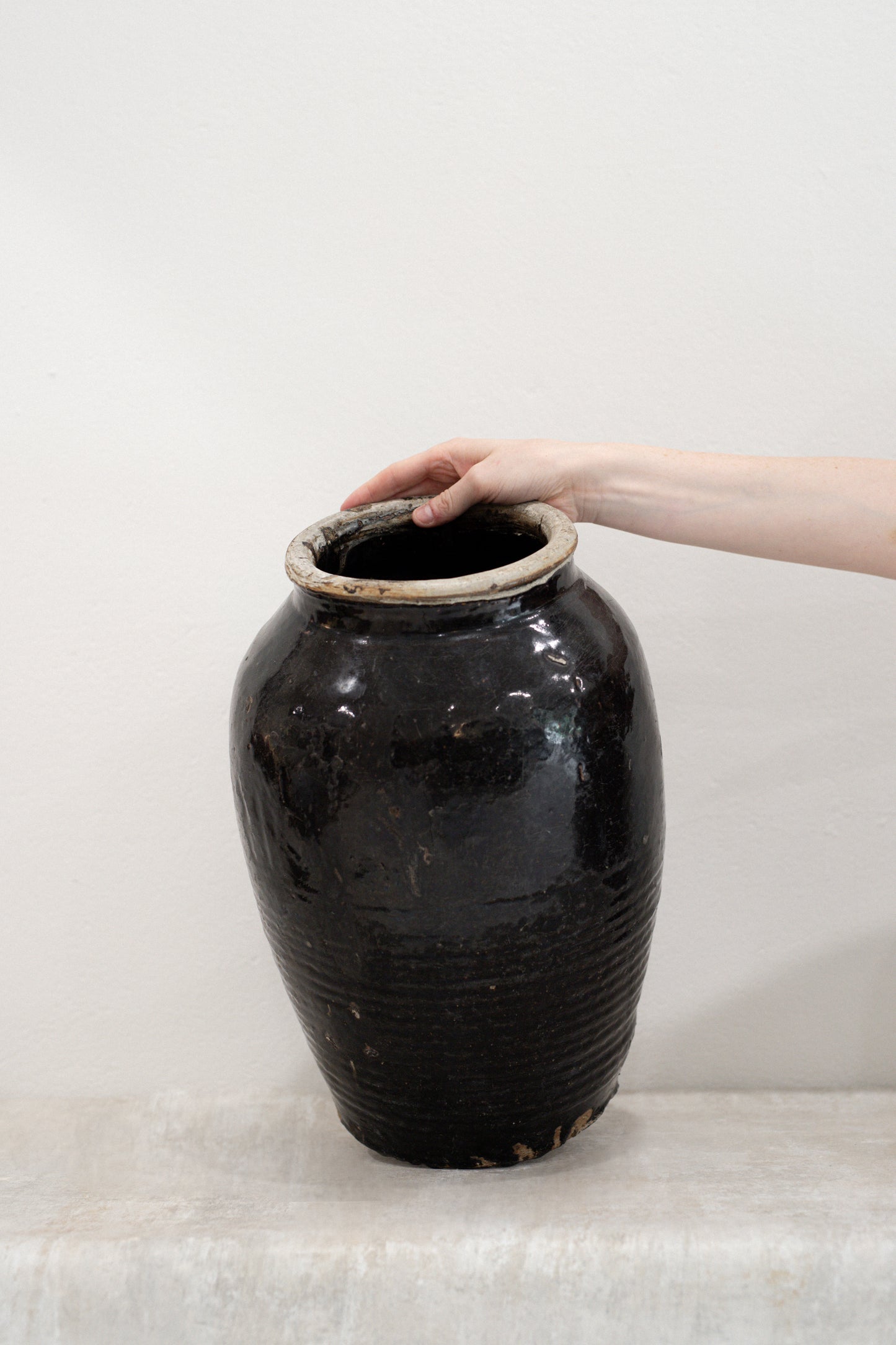 Vintage Black Vessel Pot