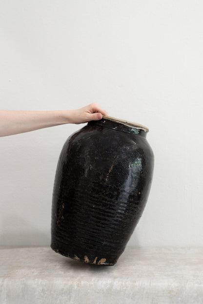 Vintage Black Vessel Pot