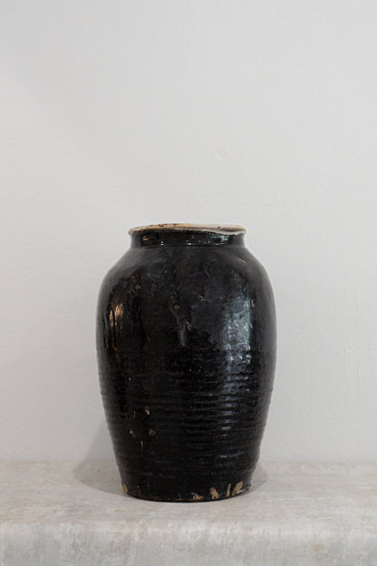 Vintage Black Vessel Pot