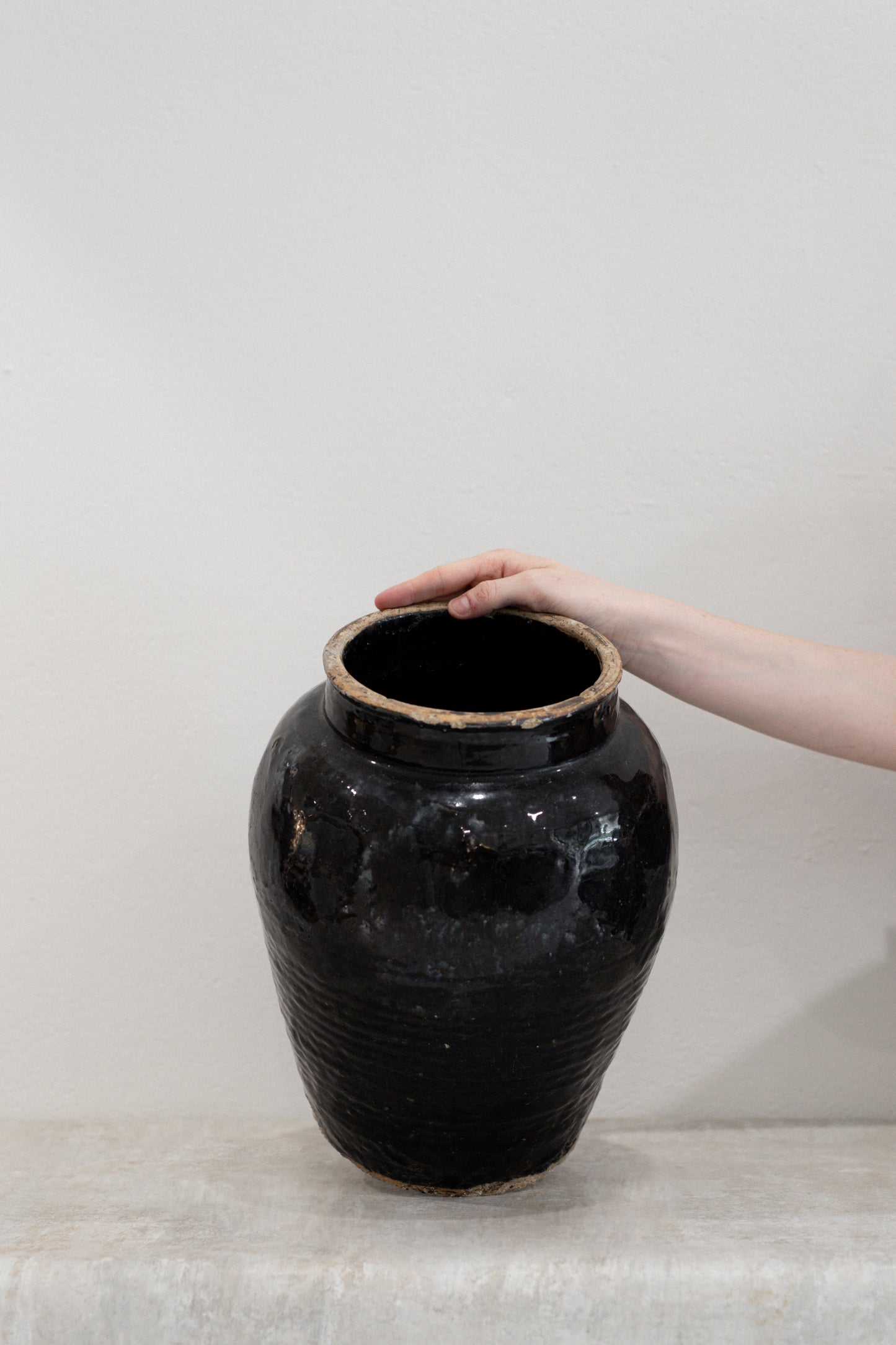 Vintage Black Vessel Pot