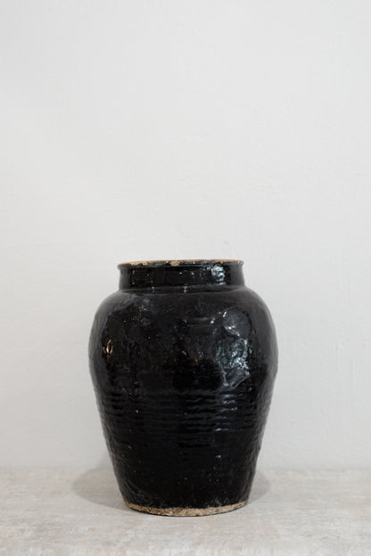 Vintage Black Vessel Pot