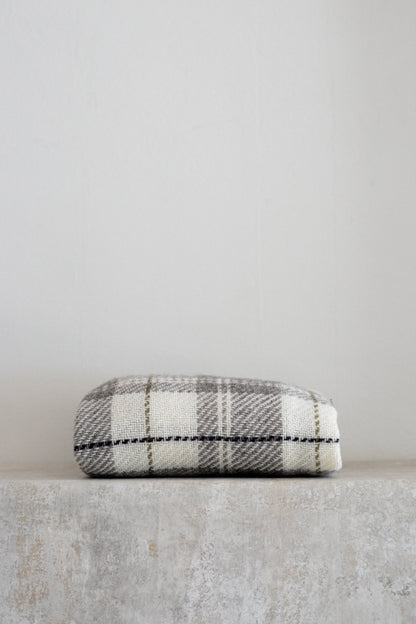 Brushed Wool Throw | Check in Moss