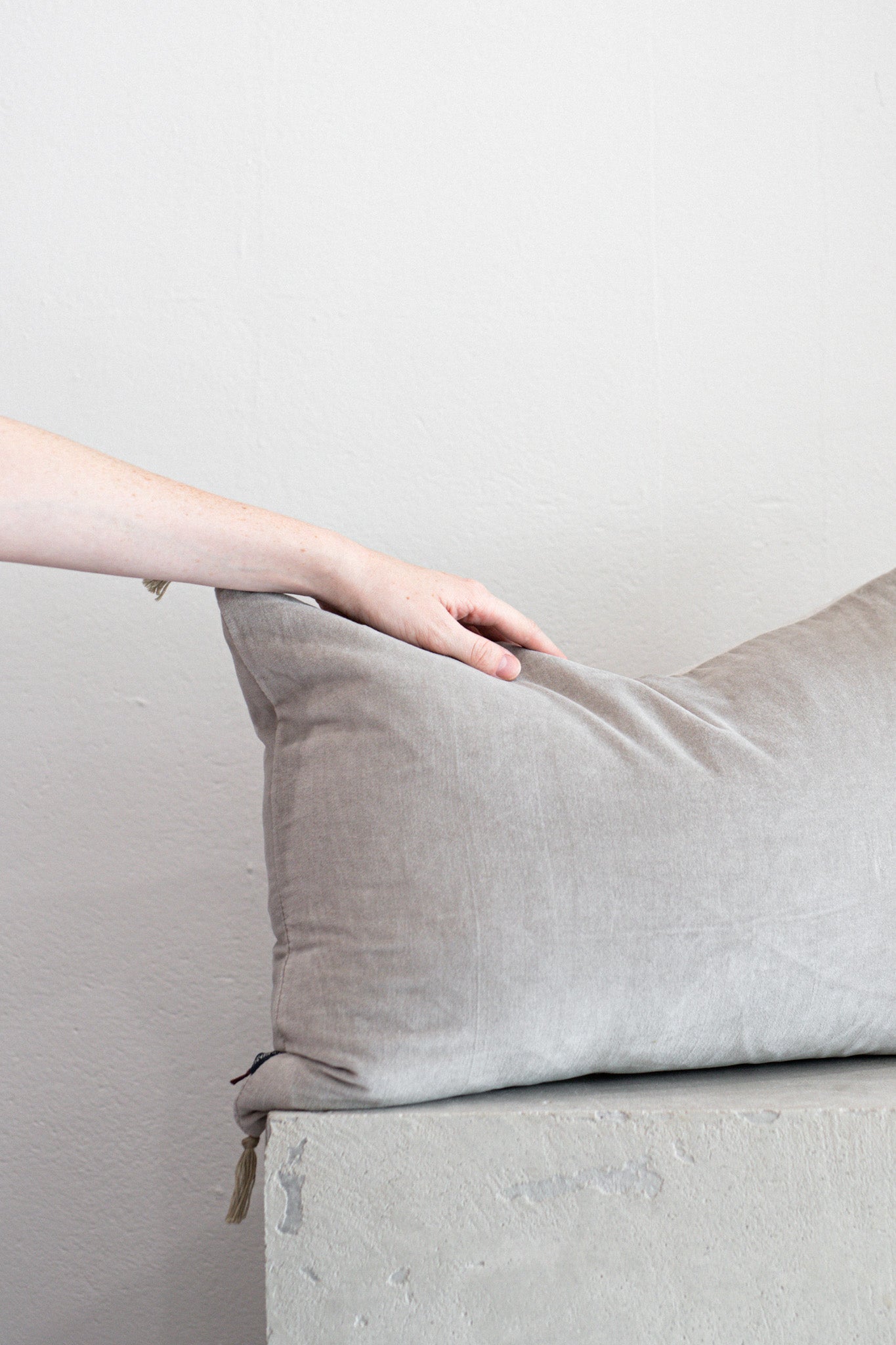 French Velvet Cushion in Mist