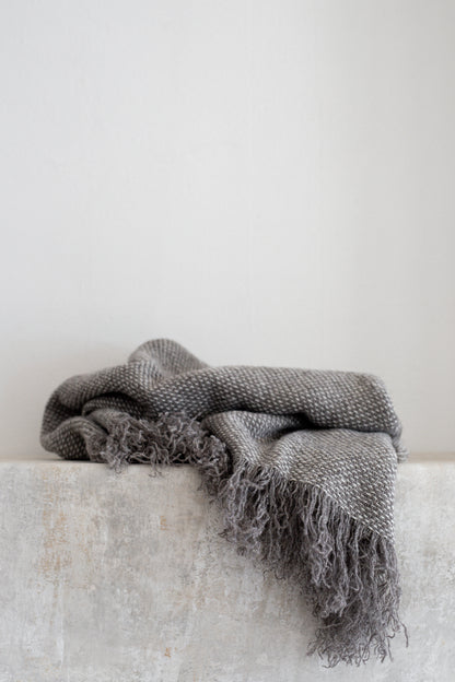 Brushed Wool Throw | Charcoal Fleck