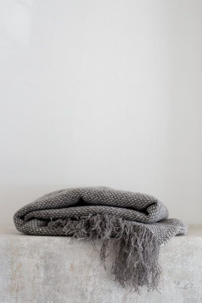 Brushed Wool Throw | Charcoal Fleck