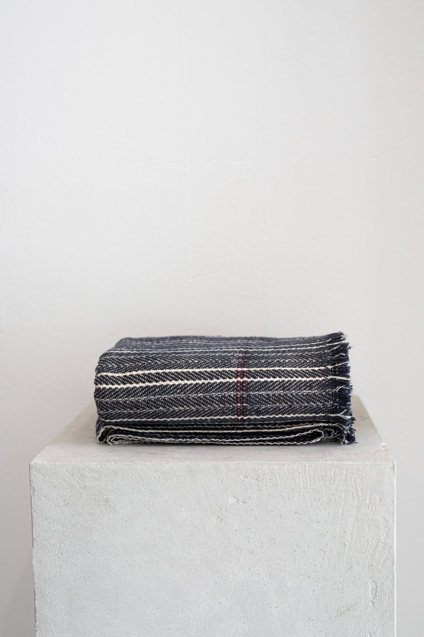 French Chevron Plaid Throw | Navy & Ivory