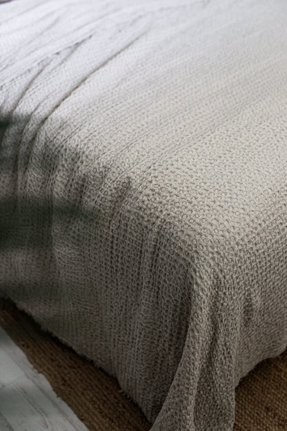 Flocca Linen Waffle Blanket | Sable | Q/K size