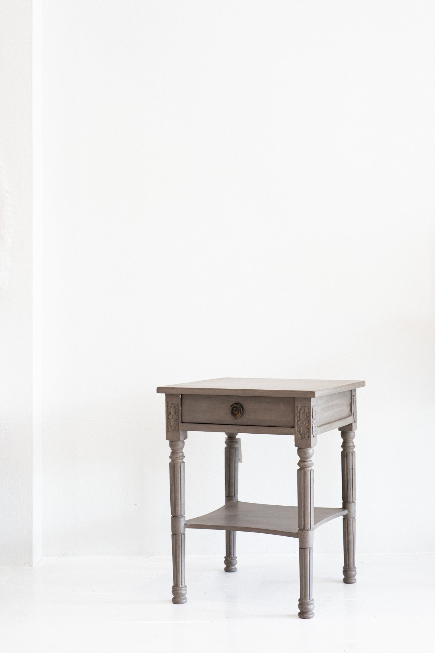 French Grey Painted Beside Table from Provence