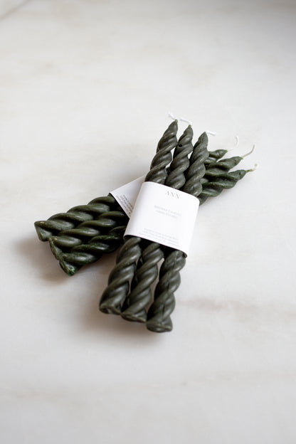 Spiral Candle Set of 3 Candles | Moss