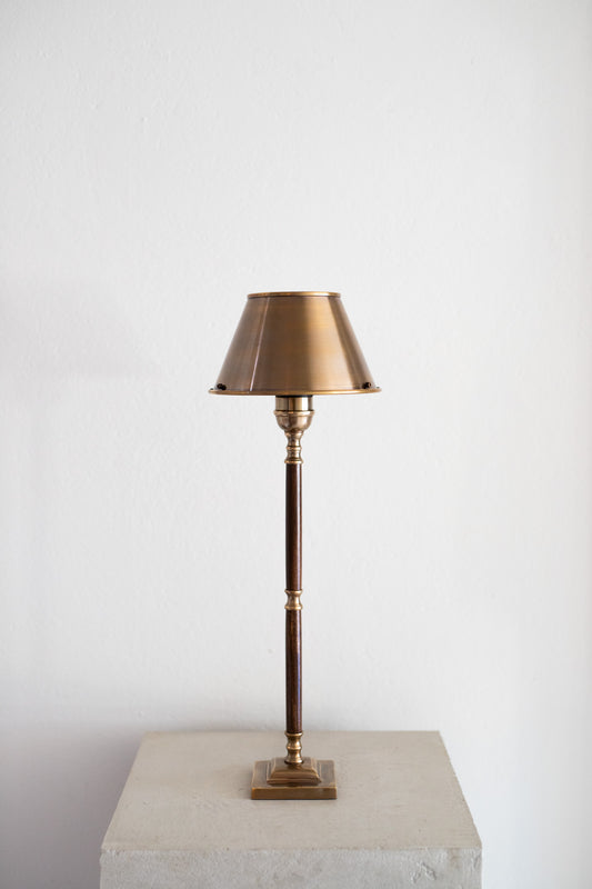 Luxury Table Lamp in Brass and Dark Wood