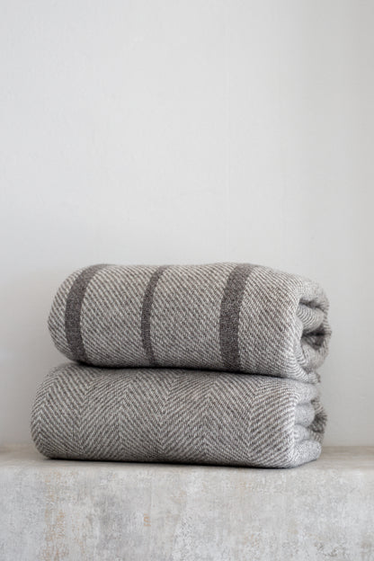 Brushed Wool Blanket in Reverse Glacier