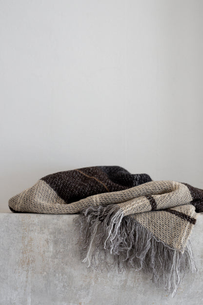 Brushed Wool Throw in New Brown