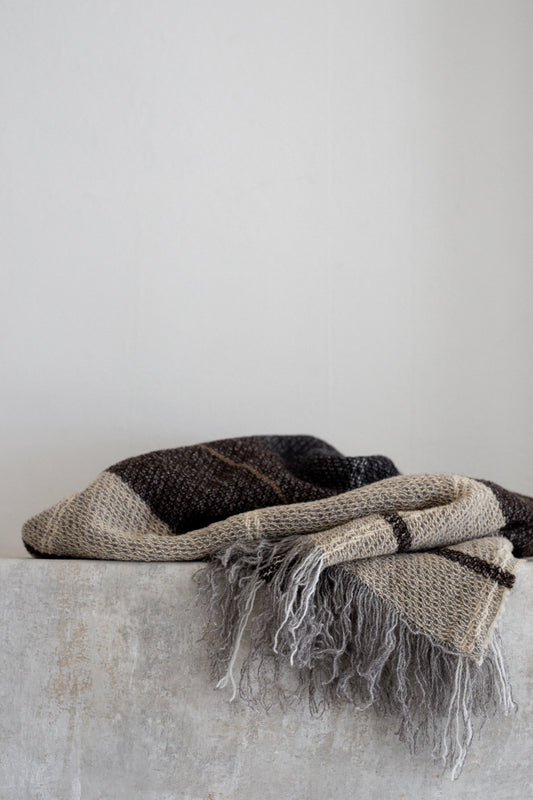 Brushed Wool Throw in New Brown