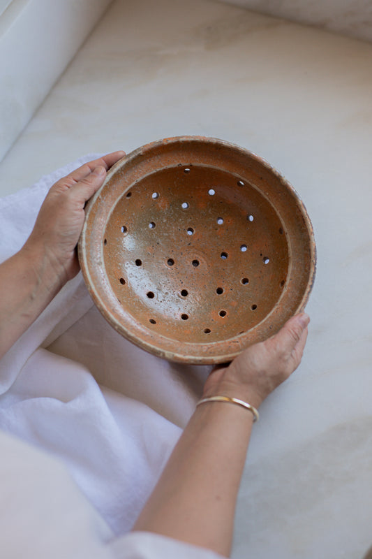 Antique French Terracotta Colander