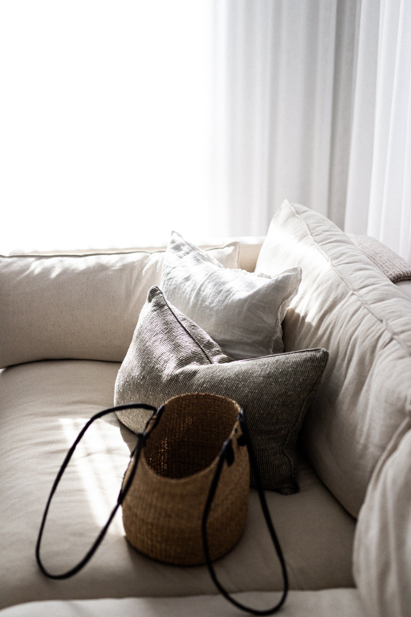 NEW Handwoven Long Handle Basket Bag