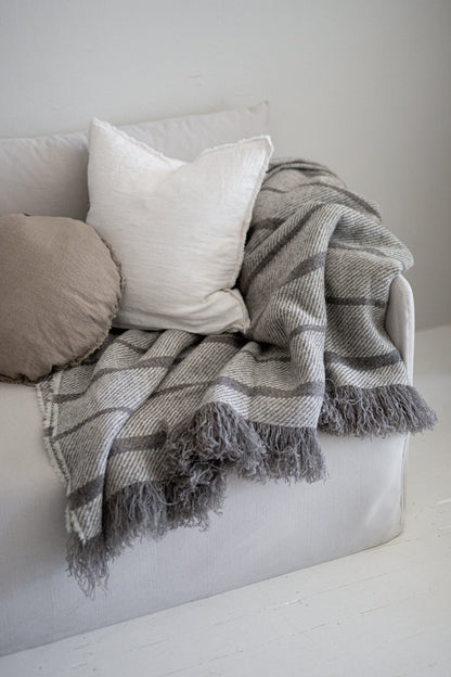 Brushed Wool Blanket in Reverse Glacier