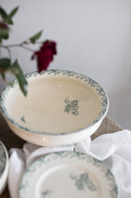 Antique French Ceramic Salad Bowl