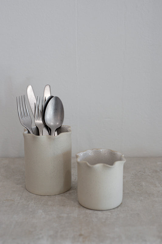 Ceramic Ruffle Vase or Utensil Holder