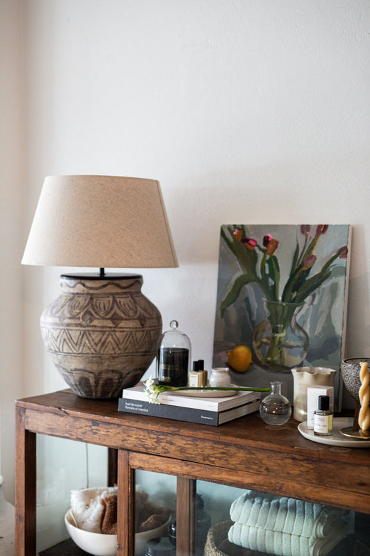 Vintage Table Lamp with Linen Shade