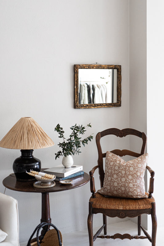 Antique Oriental Lamp with Raffia Shade