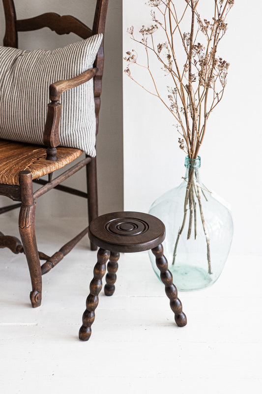 Antique French Stool | Dark Oak Timber