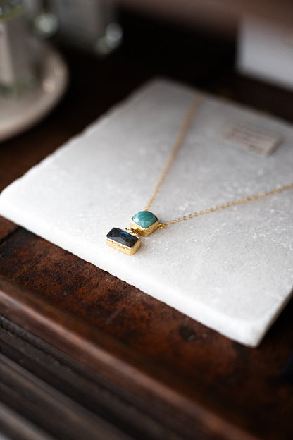 Nerissa Labradorite and Aqua Chalcedony Pendant Necklace