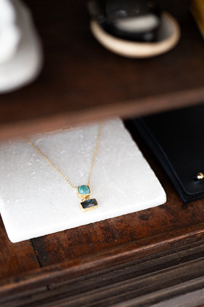 Nerissa Labradorite and Aqua Chalcedony Pendant Necklace