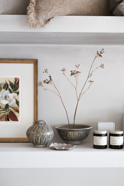 Aged Ceramic Carved Bowl