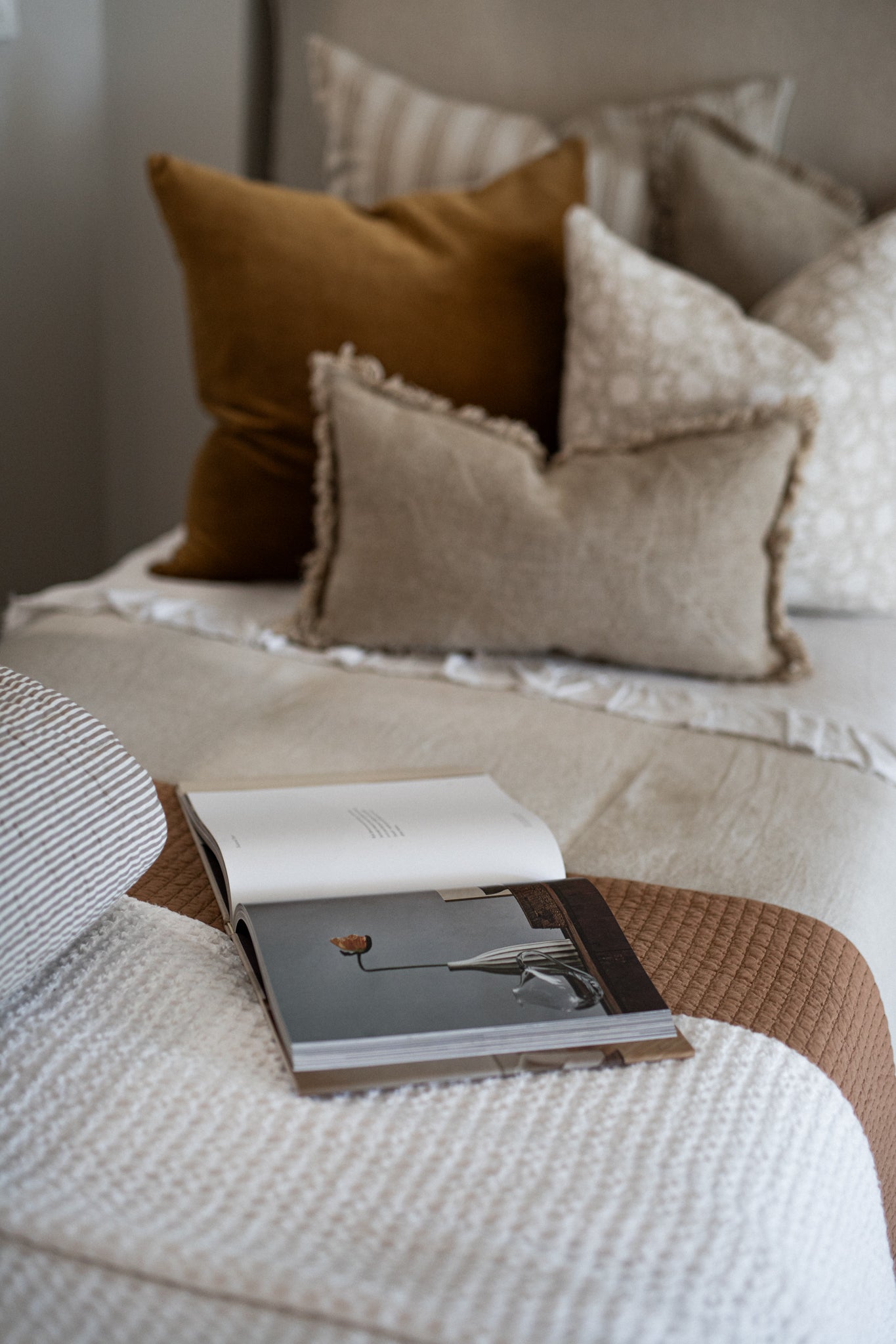 Pure Cotton Quilt Coverlet in Brûlée Caramel | double size