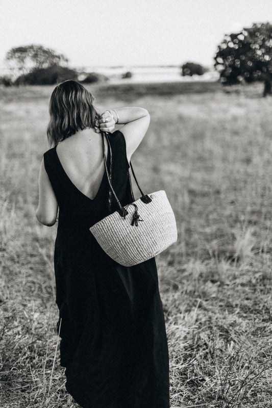 NEW Handwoven Long Handle Basket Bag