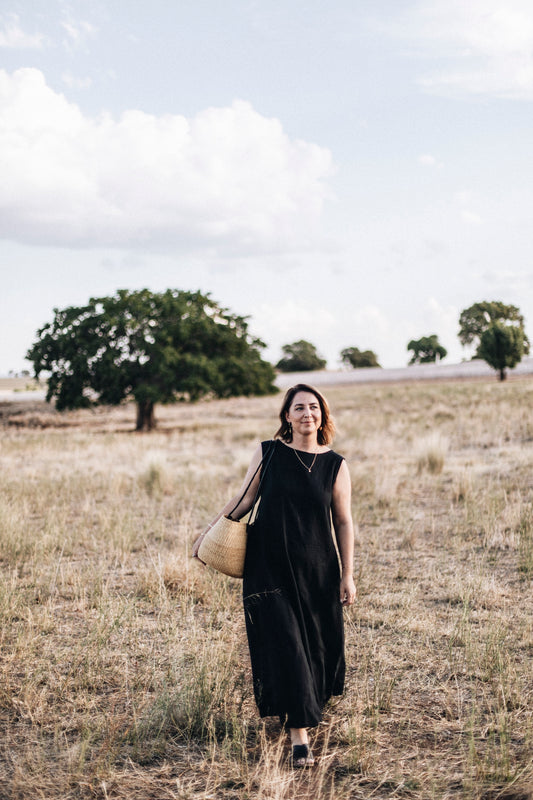 The Albert Dress in Black Linen