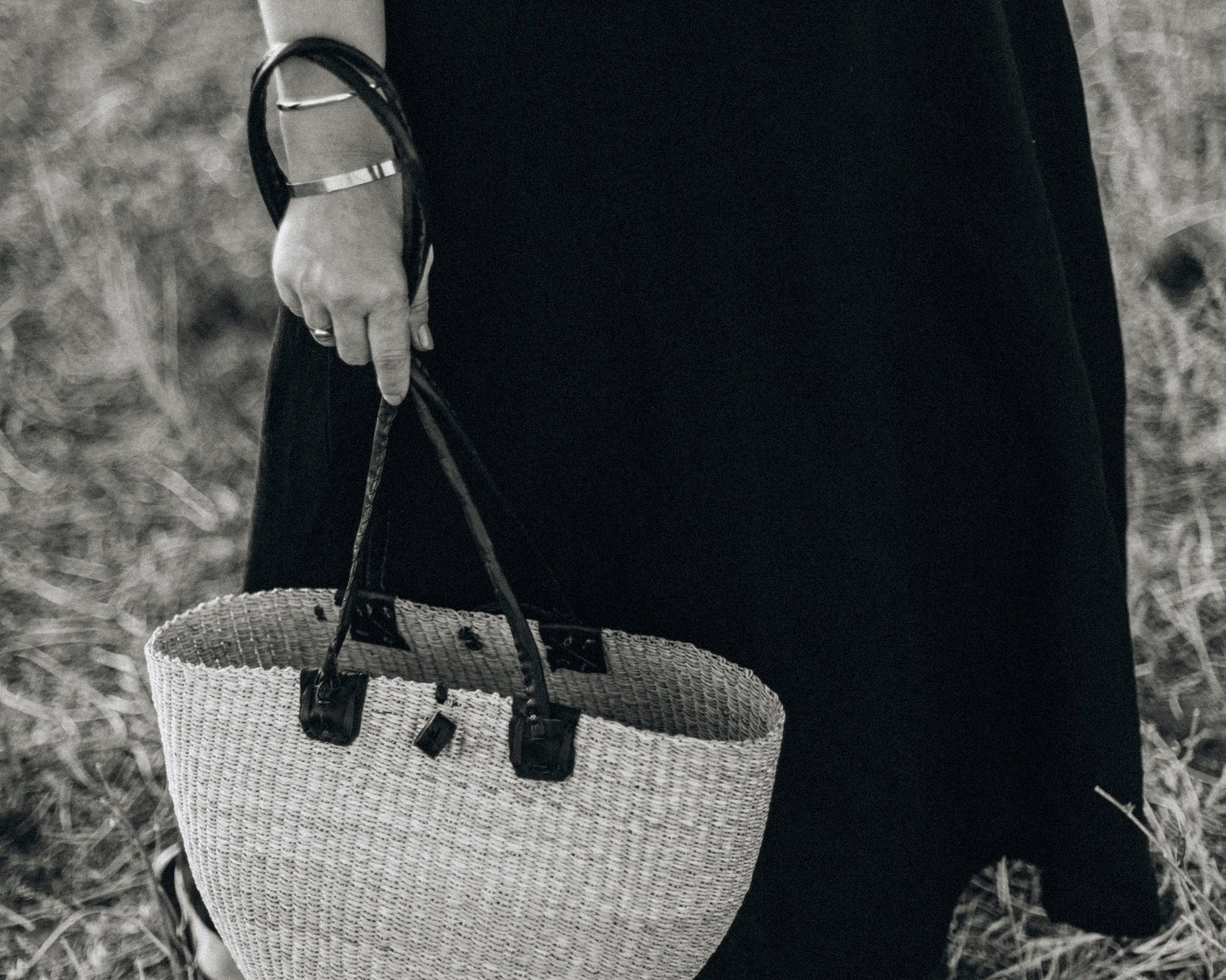 NEW Handwoven Long Handle Basket Bag