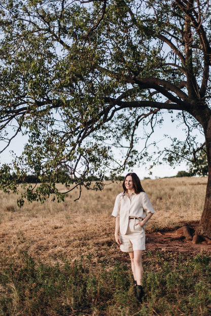 The Priya Shirt in Natural 'Dew' Linen